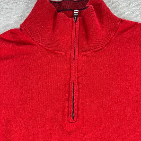 Banana Republic Mens L Red Premium Cotton Cashmere Quarter‎ Zip Pullover Sweater - Picture 3 of 6